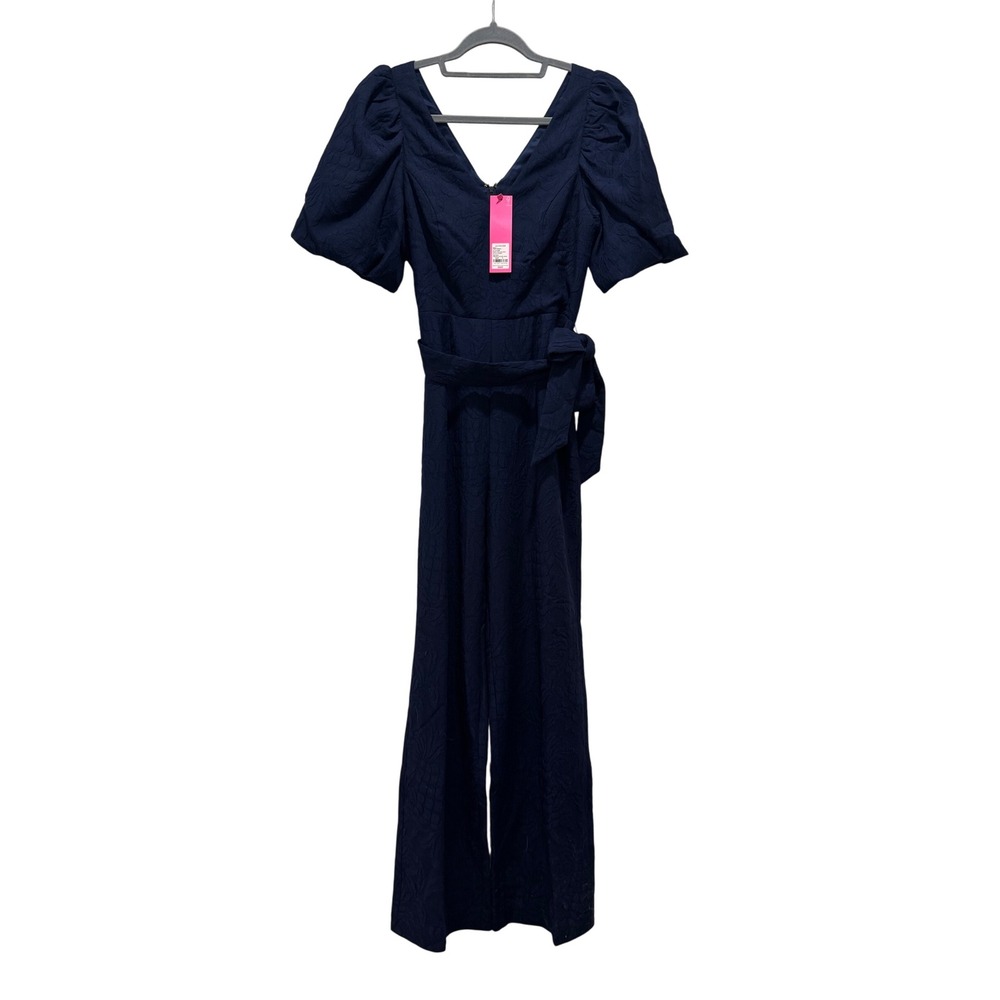 NEW Lilly Pulitzer Kirabelle Navy Pineapple Pucker Short Sleeve Jumpsuit Sz XS 0